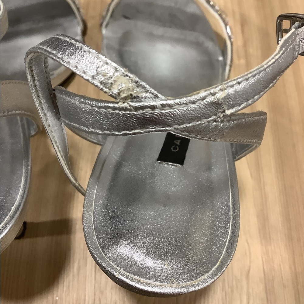 Caparros Savoy Silver Metallic Ankle Strap  Heels Size 9M - Picture 10 of 11